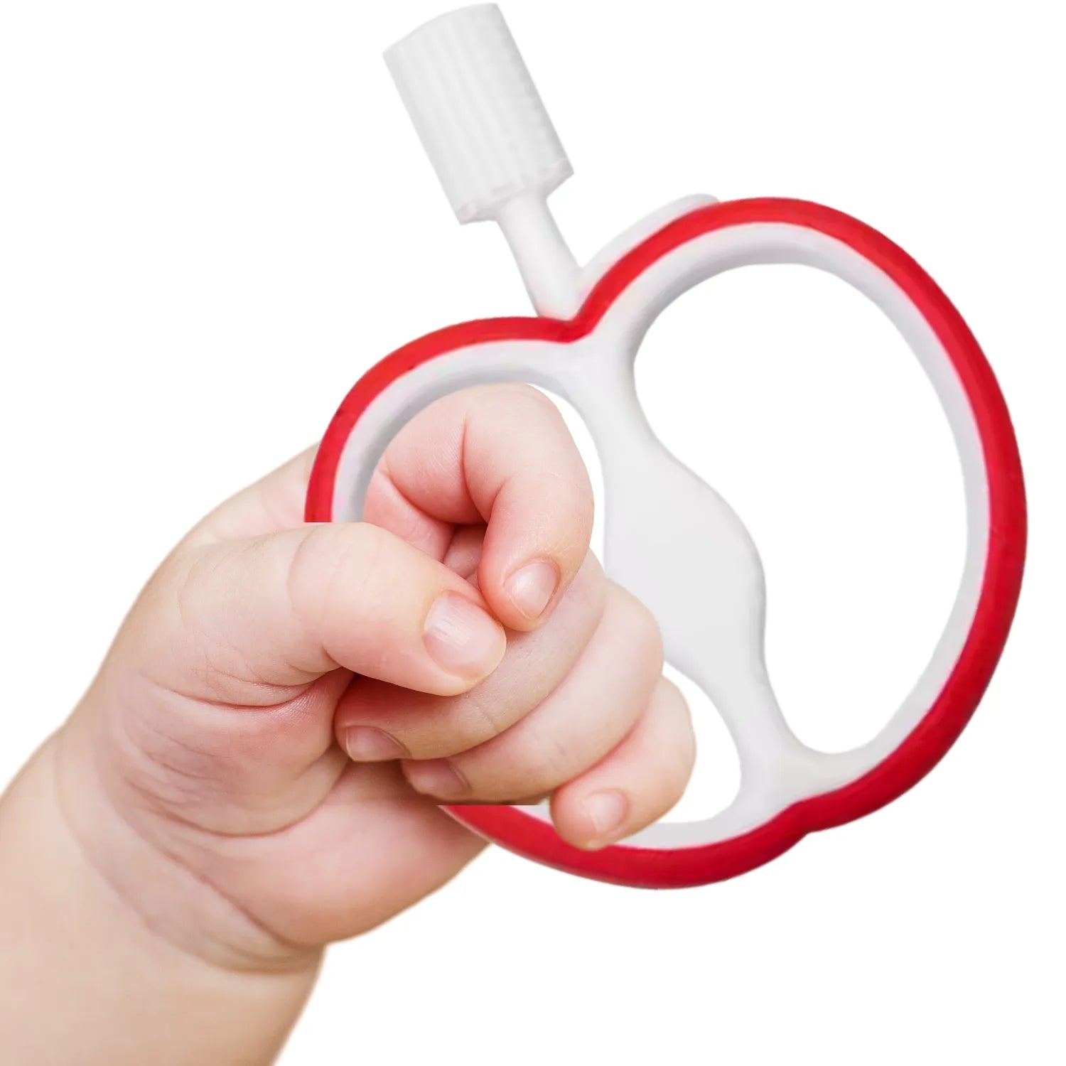 Apple baby teether toothbrush with lightweight easy grip design perfect for little hands and teething babies