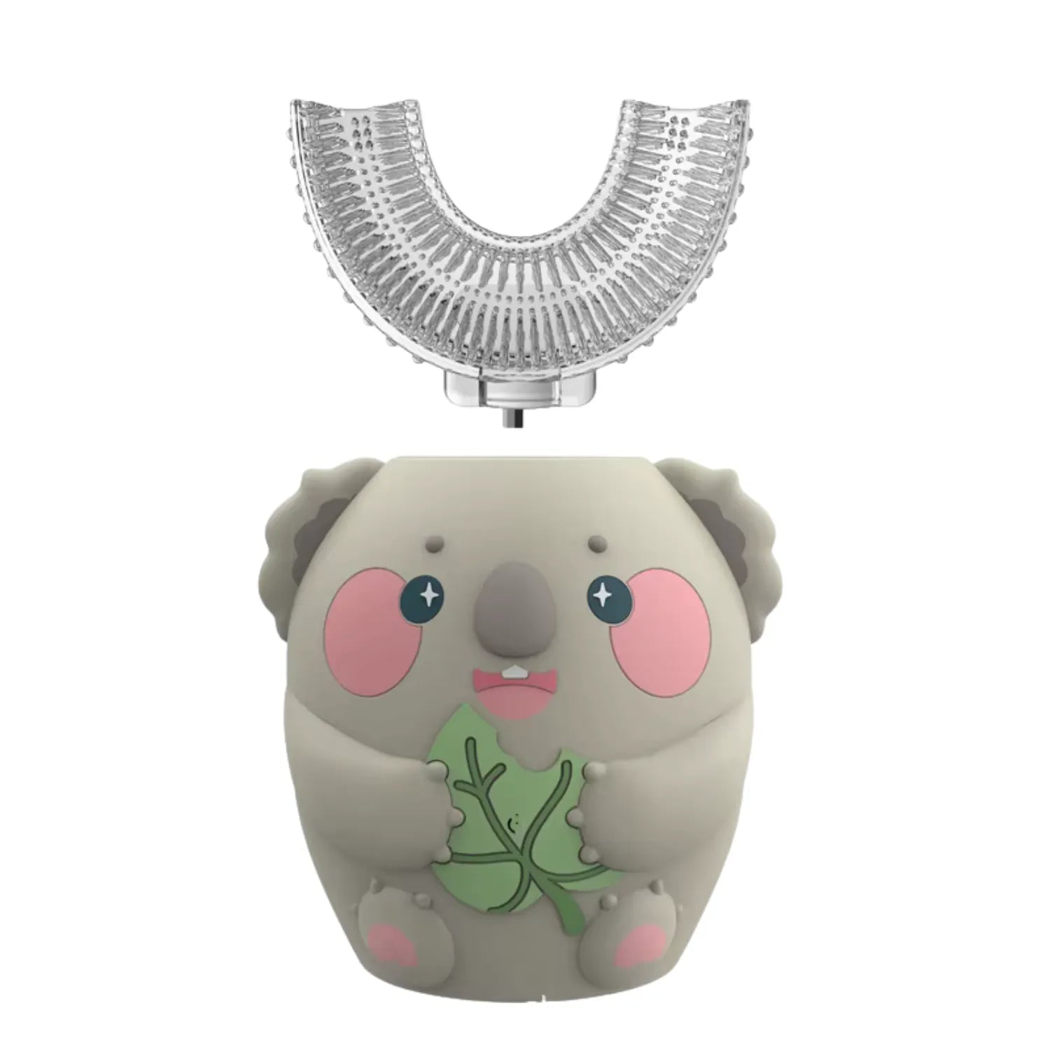 Grey koala U-shape kids electric toothbrush designed for toddlers with soft bristles and easy grip handle