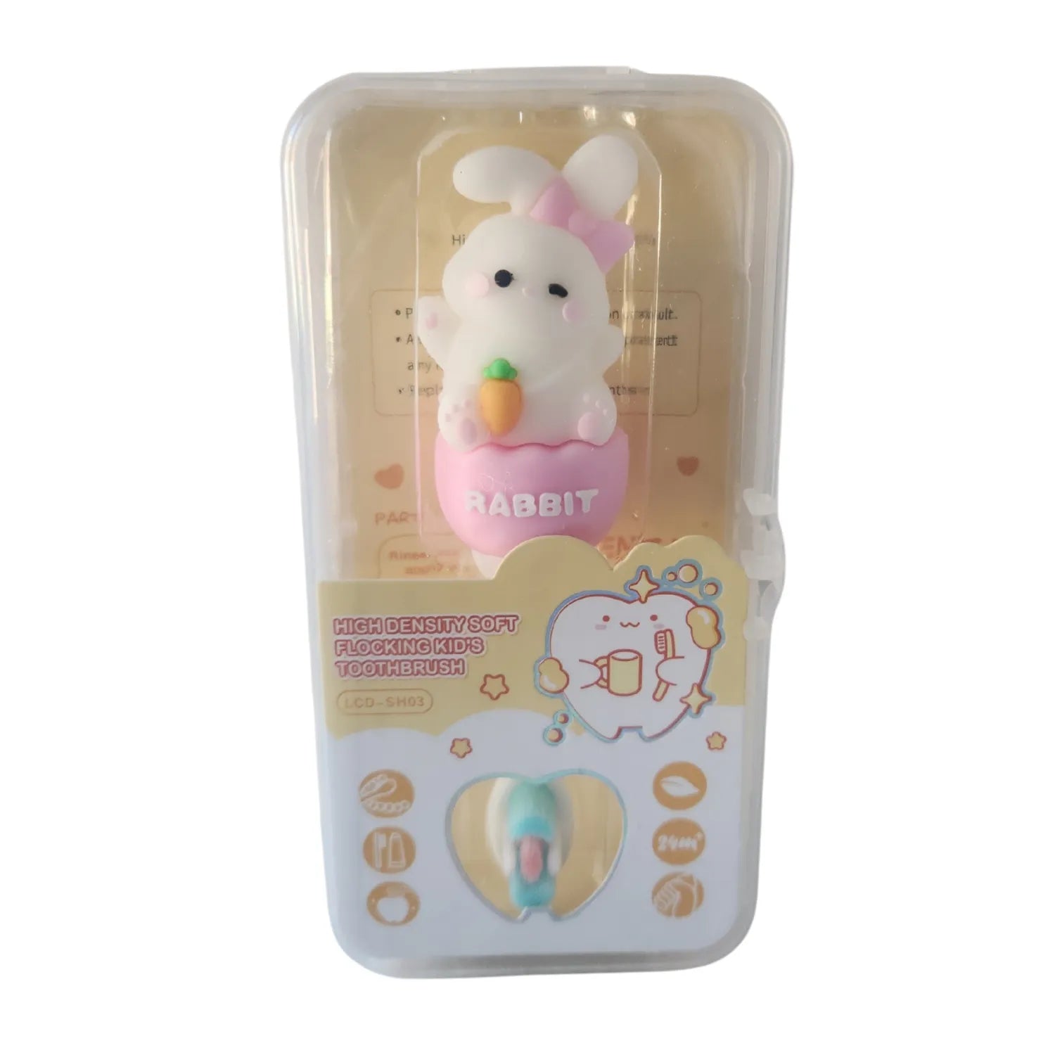 Cute bunny kids toothbrush designed to encourage children to brush for the full recommended two minutes