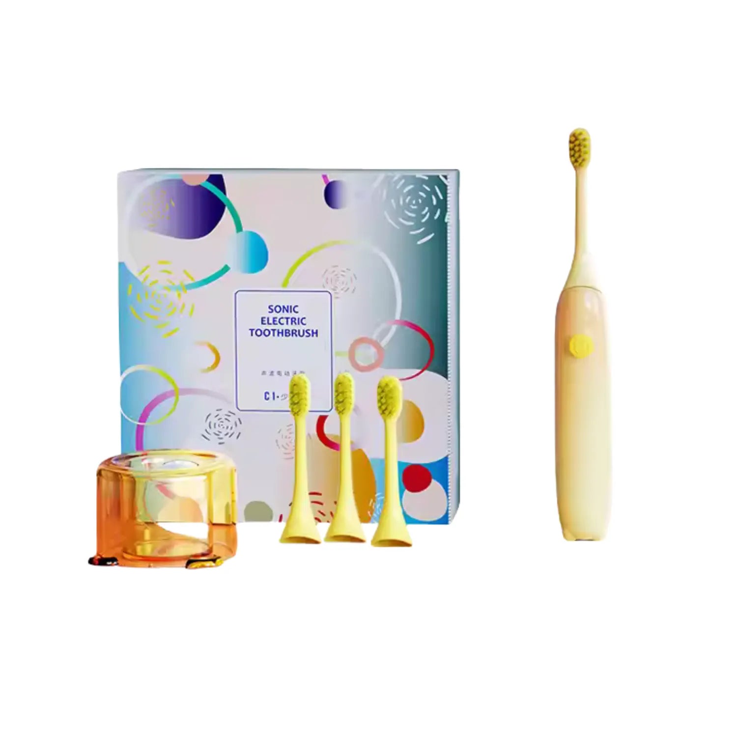 Ombre kids sonic electric toothbrush set with brush heads stand and gift box for complete daily brushing care
