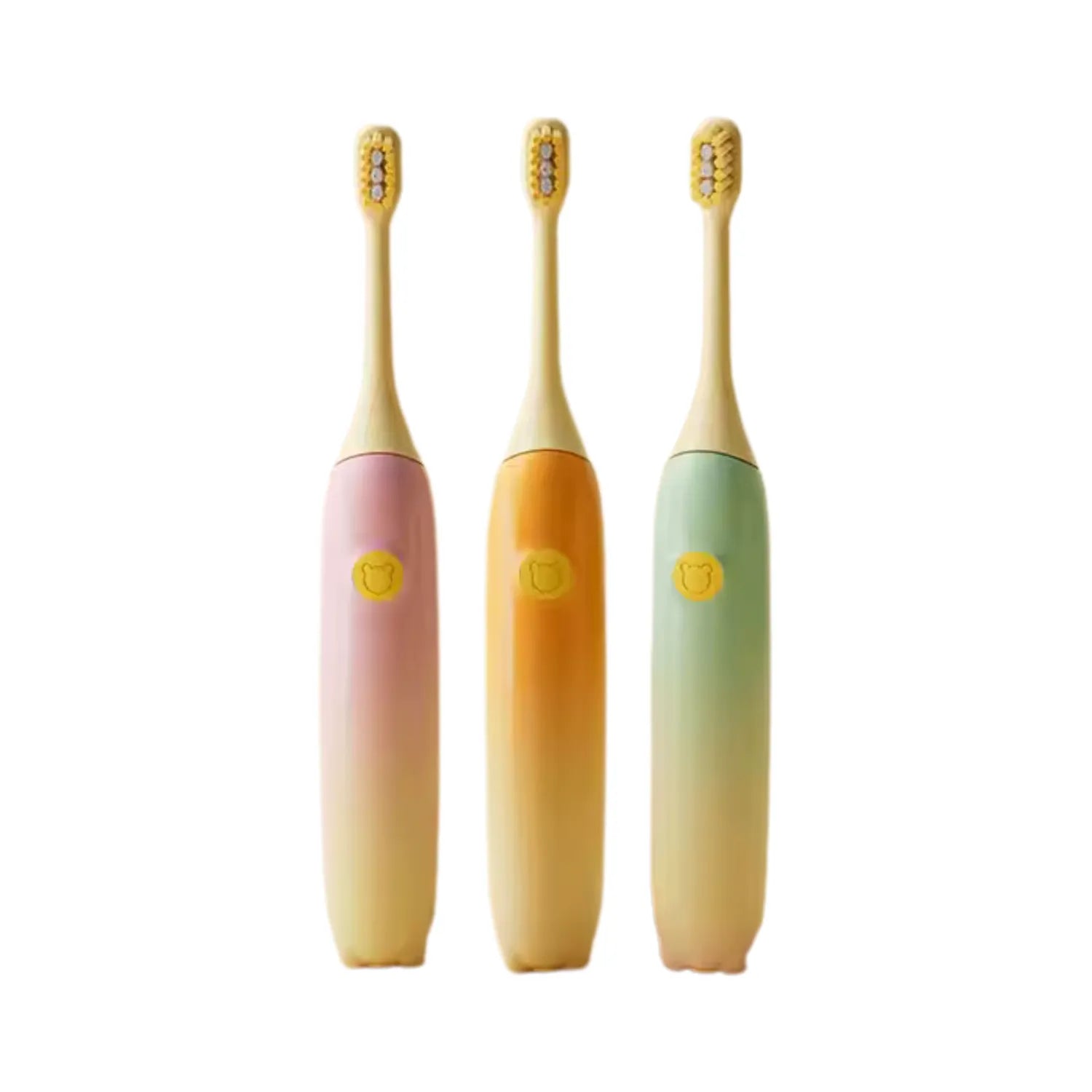 Ombre kids sonic electric toothbrush in pink orange and green with soft bristles and gentle daily brushing support