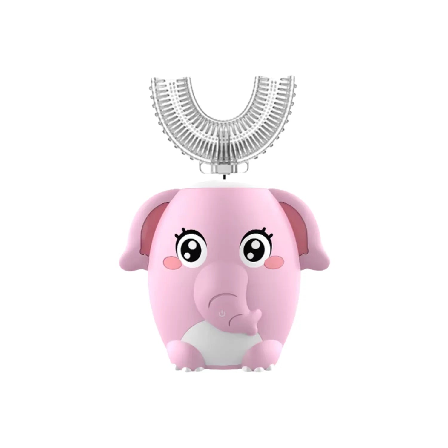 Pink elephant U-shape kids electric toothbrush with soft silicone bristles for gentle brushing and daily oral care