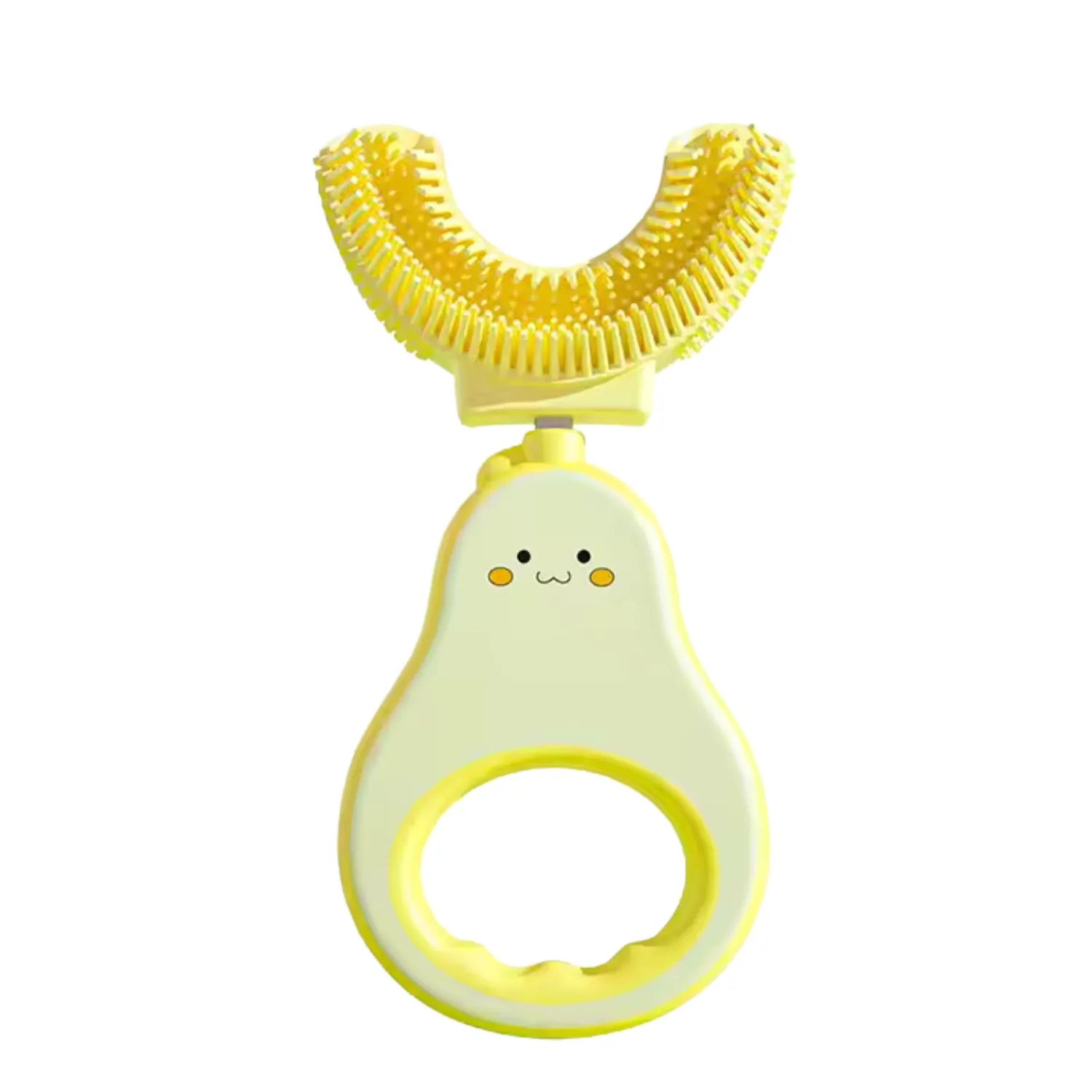 Avocado U-shape kids toothbrush with soft silicone bristles for gentle 360 degree brushing and daily oral care