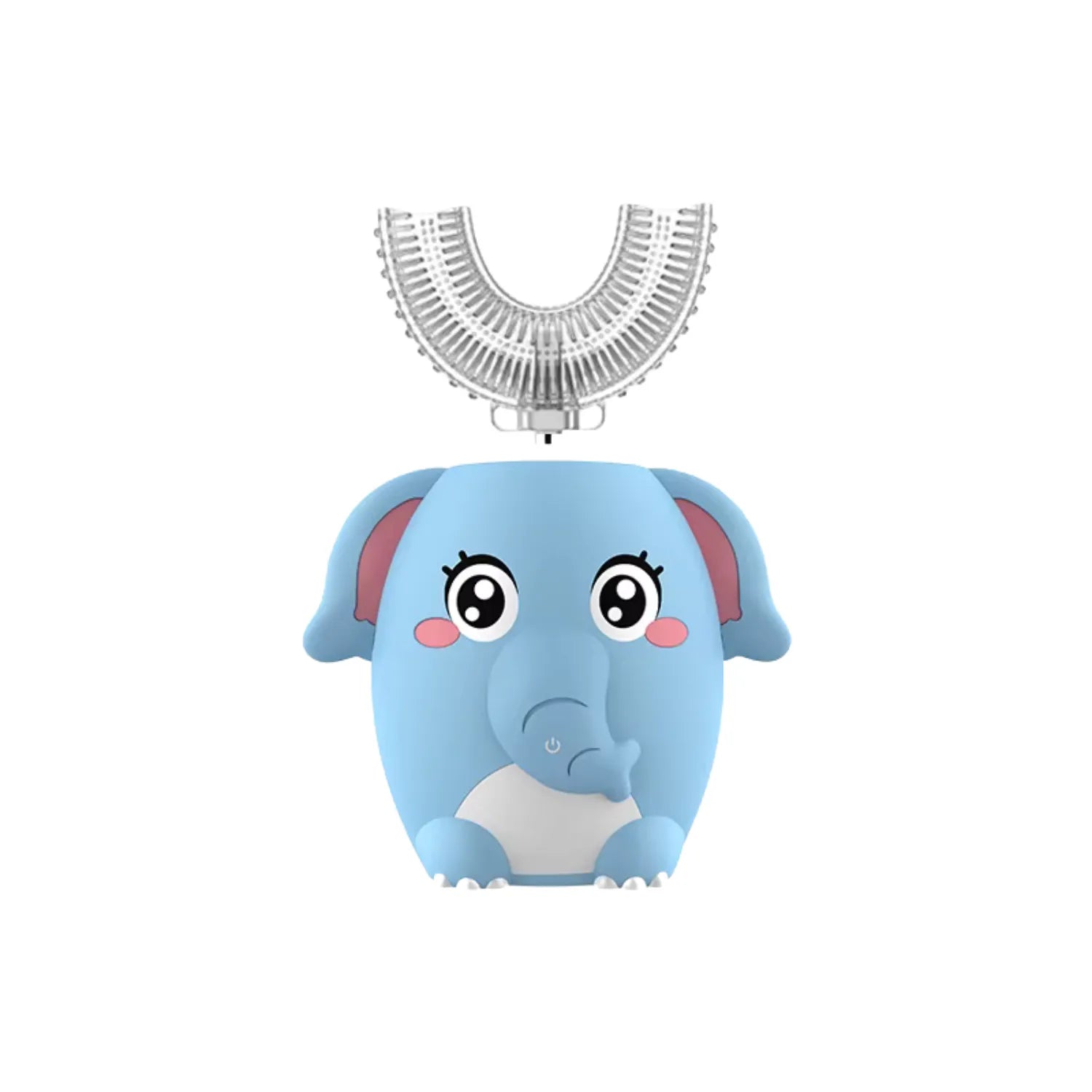 Blue elephant U-shape kids electric toothbrush designed for toddlers with soft bristles and easy grip handle
