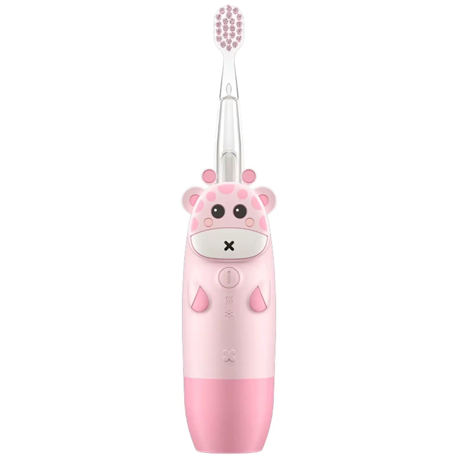 Pink giraffe LED kids electric toothbrush with soft bristles and fun light up brushing support for children