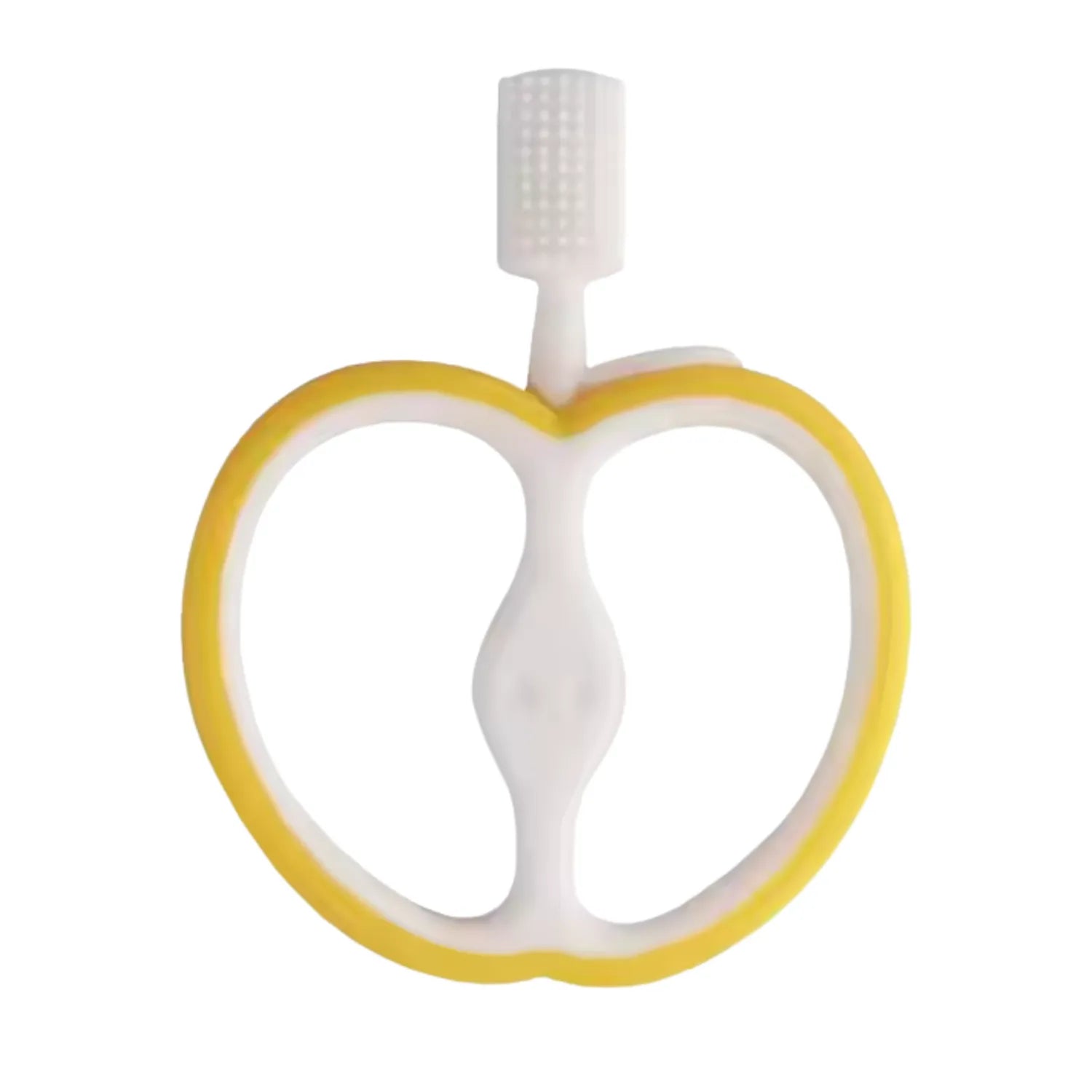 Yellow apple baby teether toothbrush helping babies soothe gums and build healthy brushing habits